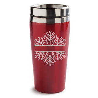 Red Travel Mug with Snowflake and Name