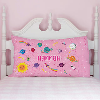 Happy Pink Solar System Personalized Pillowcase