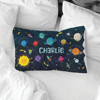 Happy Blue Solar System Personalized Pillowcase