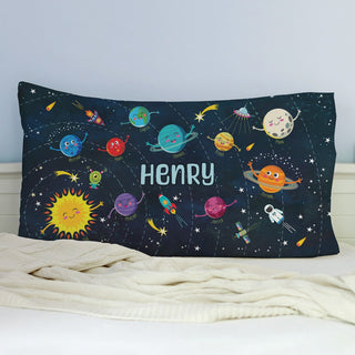 Happy Blue Solar System Personalized Pillowcase