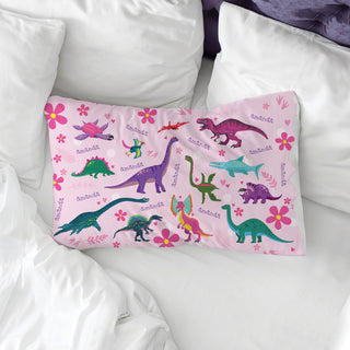 Dinosaur Pink Name Pattern Pillowcase