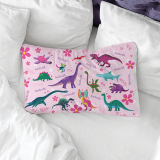 Dinosaur Pink Name Pattern Pillowcase 