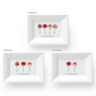 Sisters Floral Personalized Rectangle Trinket Dish