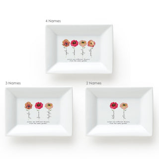 Sisters Floral Personalized Rectangle Trinket Dish