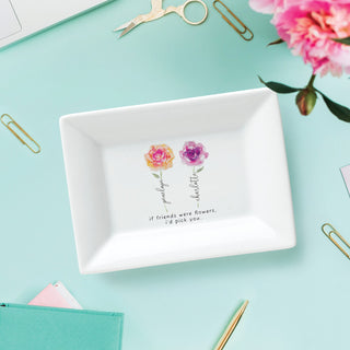 Friends Floral Personalized Rectangle Trinket Dish