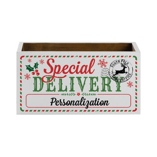 Special Delivery Personalized White Wood Storage Box