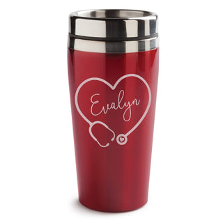 Stethoscope with Script Name Red Travel Mug