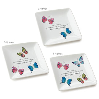 Butterfly Sisters Personalized Square Trinket Dish