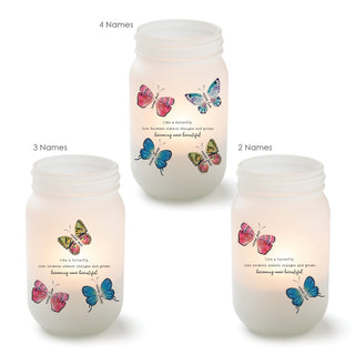 Butterfly Sisters Personalized Frosted Mason Jar Votive Holder