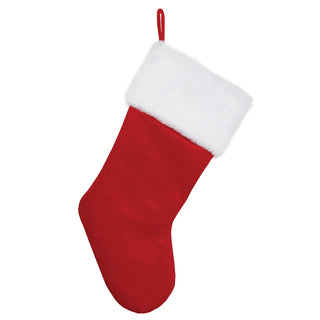 Red Velvet Personalized Stocking with Faux White Fur Cuff