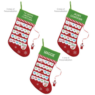 Advent Calendar Green Cuff Stocking with Santa Marker
