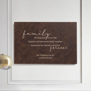 Family Forever Personalized Leather 12x18 Canvas