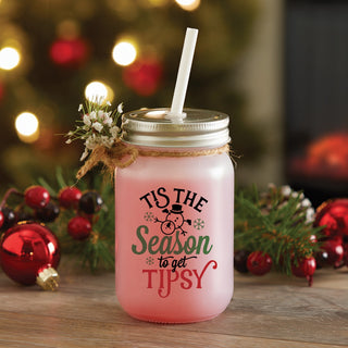Tis The Season To Be Tipsy Personalized Mason Jar