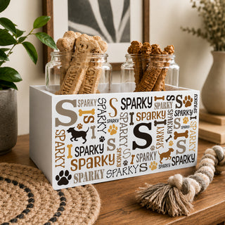 Pet White Wood Personalized Storage Box