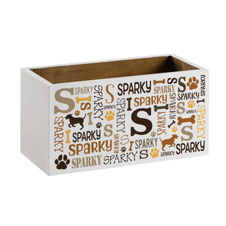 Pet White Wood Personalized Storage Box