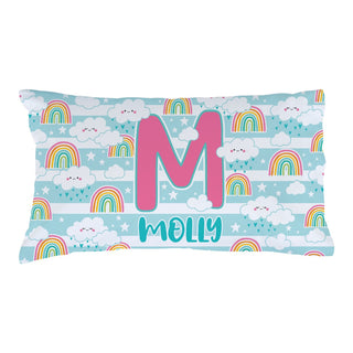 Name & Initial Cheerful Clouds & Rainbows Pillowcase