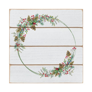 Name & Initial Holiday Berries Wreath Wood Shiplap Art