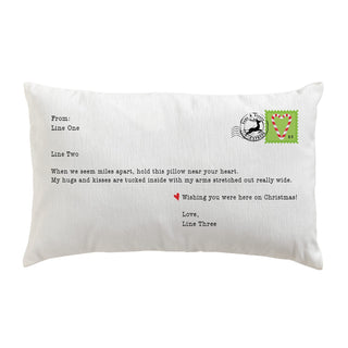 Hugs from Me Holiday Postcard Lumbar Throw Pillow