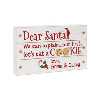Dear Santa, We can explain... Personalized White Wood Box Sign