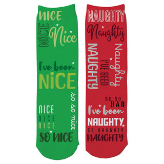 Naughty or Nice Personalized Red & Green Adult Crew Socks