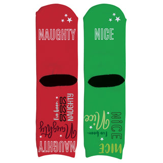 Naughty or Nice Personalized Red & Green Adult Crew Socks