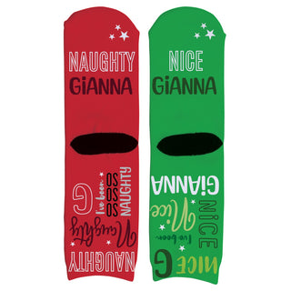 Naughty or Nice Personalized Red & Green Adult Crew Socks