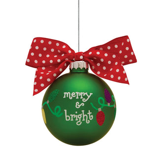 Merry & Bright Christmas Lights Glass Ball Ornament