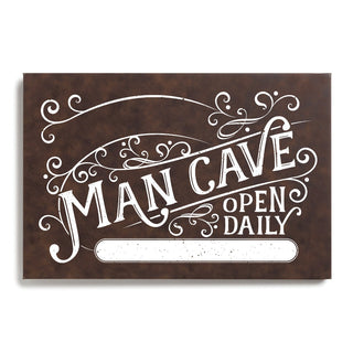 Man Cave Brown Leather Personalized 12x18 Canvas
