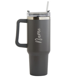 Script Name Gray Stainless Steel 40 Oz Travel Mug with Handle
