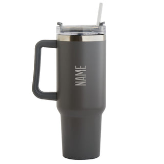 Block Name Gray Stainless Steel 40 Oz Travel Mug with Handle