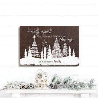 Oh Holy Night Personalized 12x18 Brown Leather Canvas