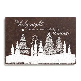 Oh Holy Night Personalized 12x18 Brown Leather Canvas