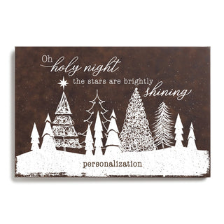 Oh Holy Night Personalized 12x18 Brown Leather Canvas