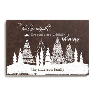 Oh Holy Night Personalized 12x18 Brown Leather Canvas