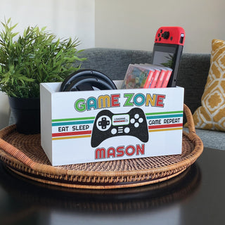Gamer Personalized White Wood Storage Box