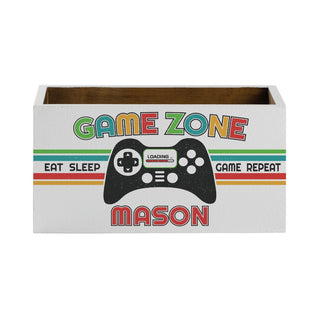 Gamer Personalized White Wood Storage Box