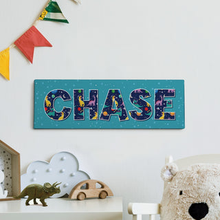 Dinos in Space Name Pattern 6x18 Canvas