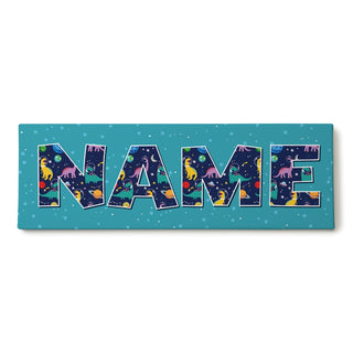 Dinos in Space Name Pattern 6x18 Canvas