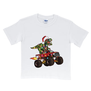 Dino Monster Truck Personalized Holiday Tee
