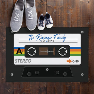 Retro Cassette Tape Personalized Thin Doormat 