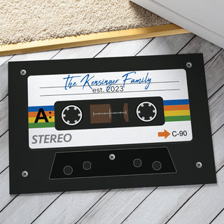 Retro Cassette Tape Personalized Thin Doormat 18x27
