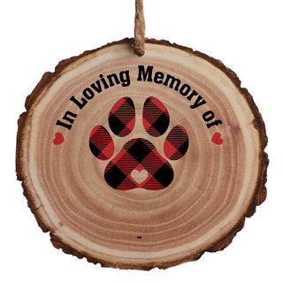 In Loving Memory Buffalo Check Paw Personalized Bark Ornament