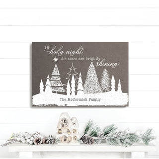 Oh Holy Night Personalized Gray 12'x18" Leather Canvas