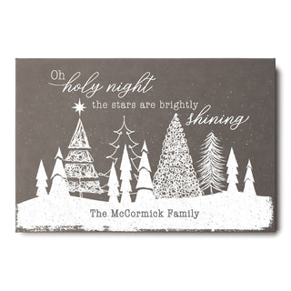 Oh Holy Night Personalized Gray 12'x18" Leather Canvas