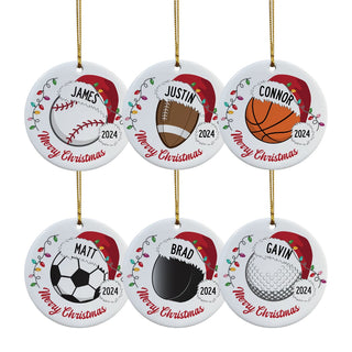 My Sport with Santa Hat Personalized Ceramic Ornament