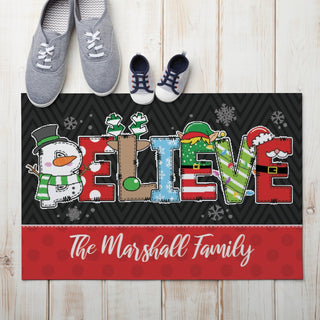 Believe Holiday Personalized Doormat
