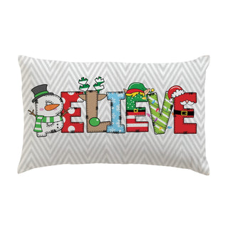 Believe Holiday Personalized Lumbar Throw Pillow