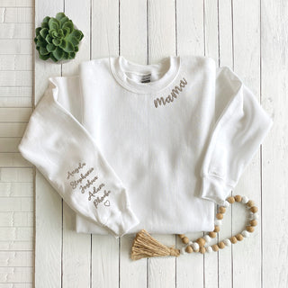 Embroidered Mama White Sweatshirt