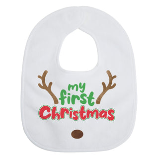 My First Christmas Antler Design Personalized Baby Bib