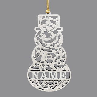 White Wood Personalized Snowman Ornament